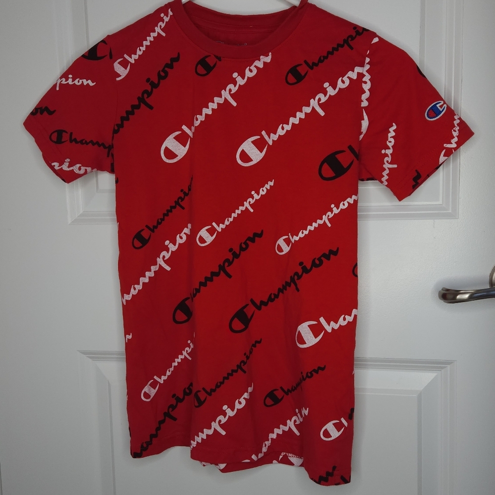 Boys Red Logo Champion Tee